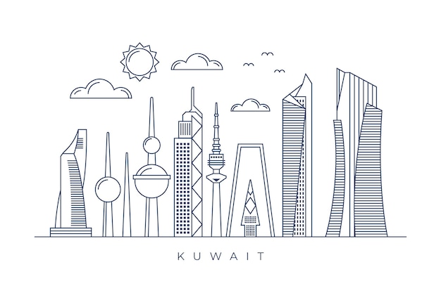 Vector linear kuwait skyline