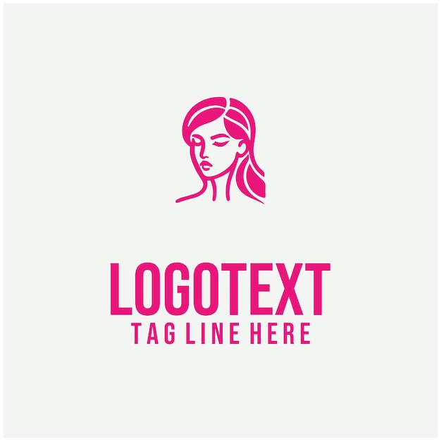 linear lady face logo vector illustrations