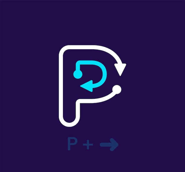 Linear letter p logo. unique logo. abstract letter simple rotating arrow target