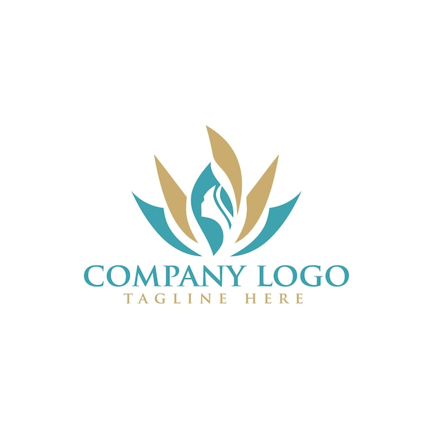 linear lotus flower beauty spa logo design