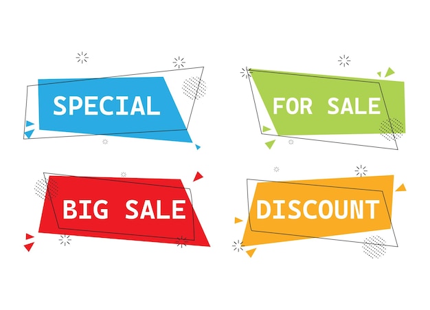 Linear promotion banner, sale tag, discount price tags, vector designs, vivid