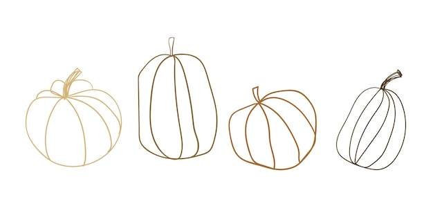 Linear pumpkins Flat style Vector illustration