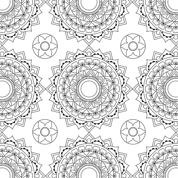 Linear Seamless Pattern Mandala Design