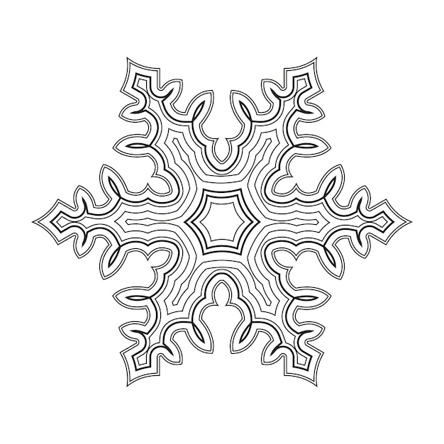 Linear snowflake crystal frozen water Contour Falling snow snowflake sign and pattern isolated flakes vector Snowflake winter decoration for Christmas and new year symbol