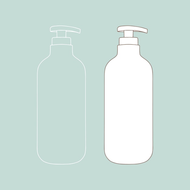 Linear soap bottle with pump Cosmetic package collection for soaps