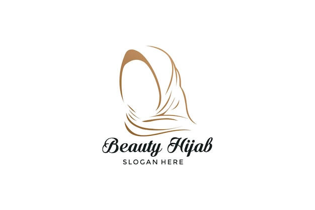 Linear style beautiful hijab design logo