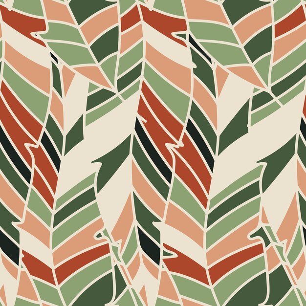 Linear tropical palm leaves seamless pattern Exotic botanical texture