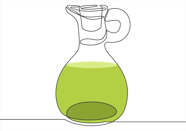 Linear vector icon of the bottle with olive oilcontinuous one line drawing