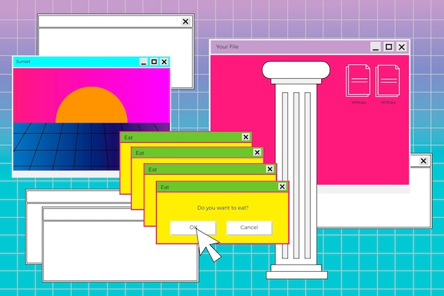 Vector linear vintage vaporwave background