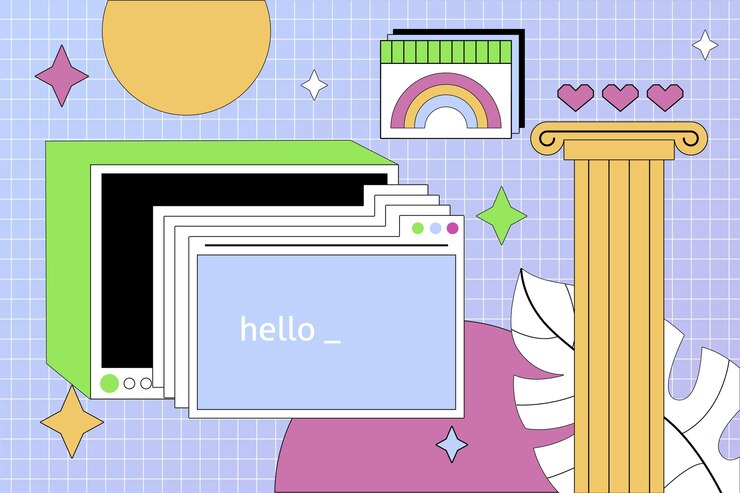 Vector linear vintage vaporwave background