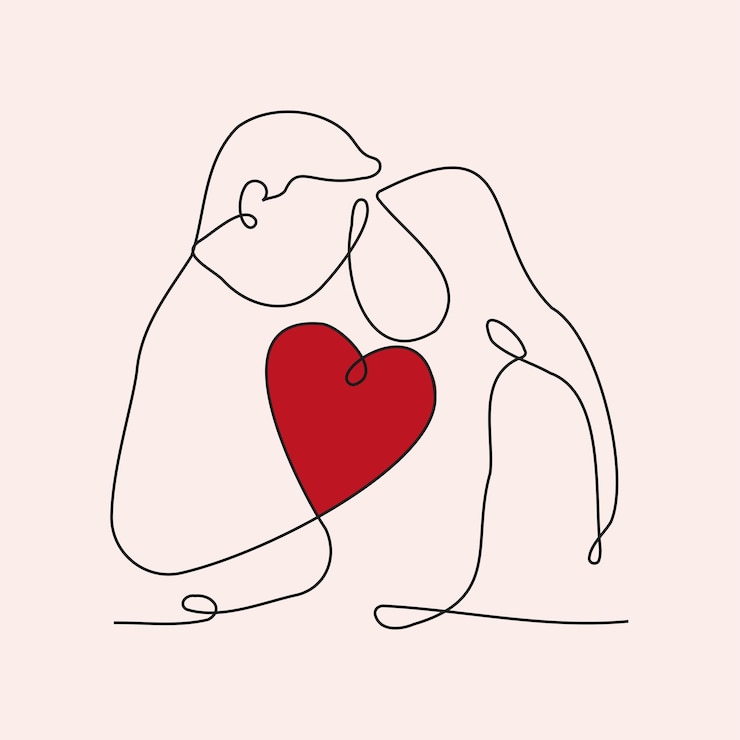 Vector linear woman man love