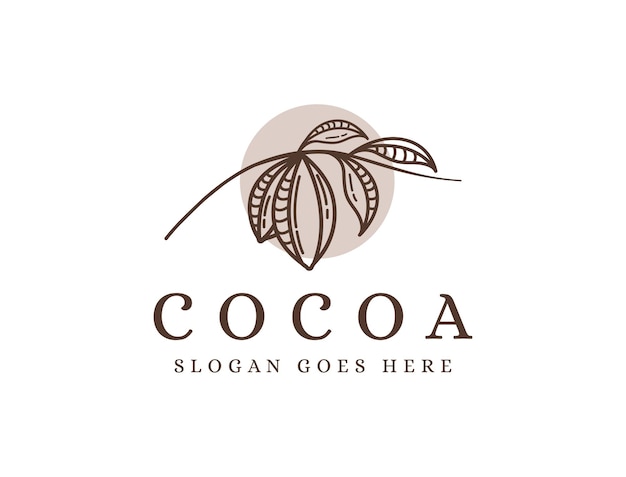 Lineart cacaotak logo, cacaoboon, cacaoplant logo