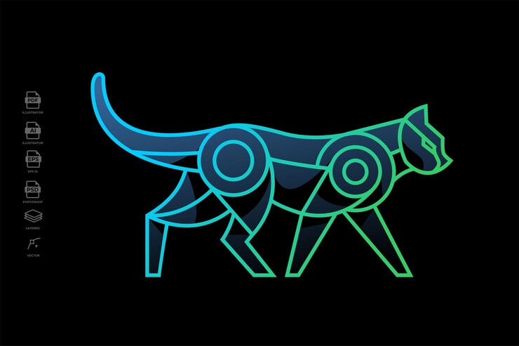 Lineart Cat Tattoo Logo Иллюстрация