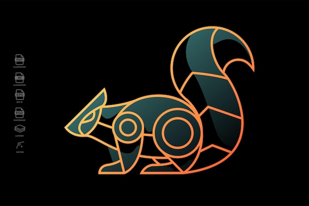 Lineart Eekhoorn Tattoo Logo Illustratie