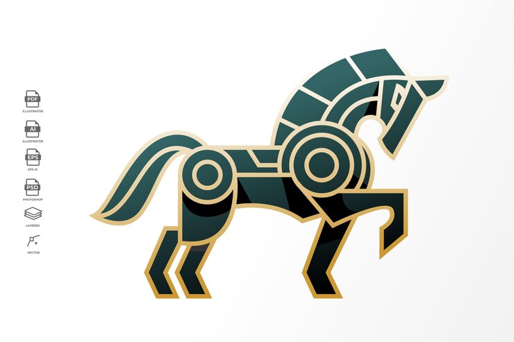 Иллюстрация логотипа Lineart Horse Tattoo