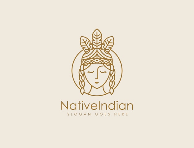 Lineart native indian logo template