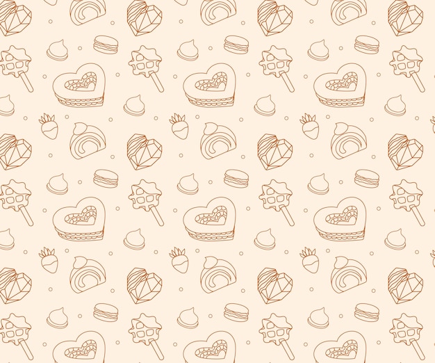 Lineart trendy dessert pattern