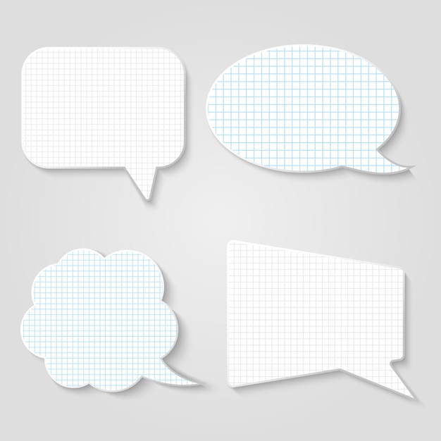 Lined blank retro speech bubbles  set