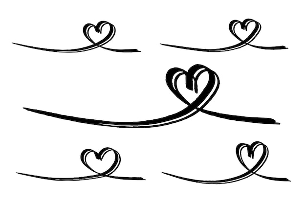 Lined heart shape on white illustration