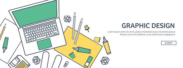 lined ouline flat graphic web design drawing and painting development illustration and sketching