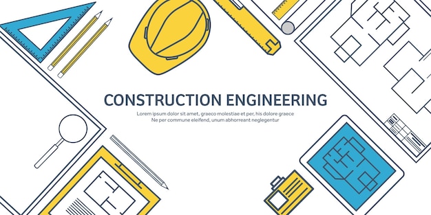 Lined outline vector illustratie engineering en architectuur notebook software tekening