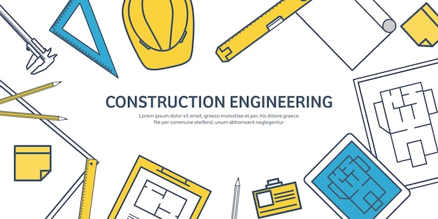 Lined outline vector illustratie engineering en architectuur notebook software tekening