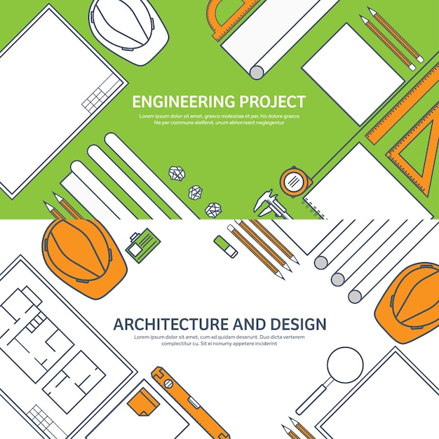 Vector lined outline vector illustratie engineering en architectuur notebook software tekening