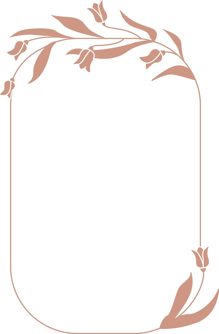 Vector lined oval flowers frame