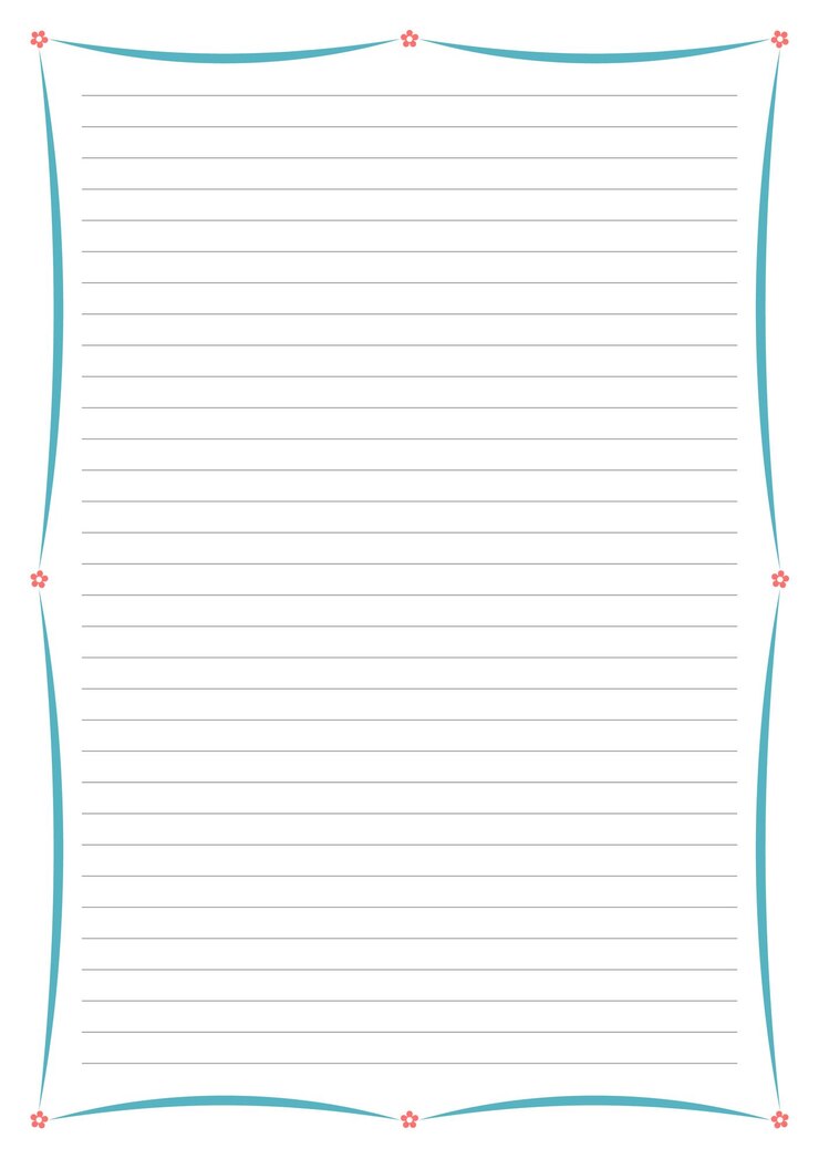 Vector lined paper with decorative floral border a4 size