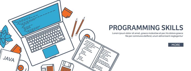 Vector lined programming coding and seo outline computing background code hardware software web development