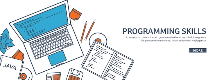 Vector lined programming coding and seo outline computing background code hardware software web development