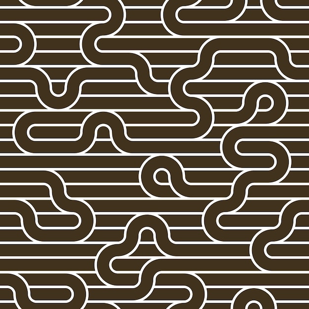 Vector lined seamless vector pattern with twisted lines, geometric abstract background, stripy net, optical maze, web network. black and white design.