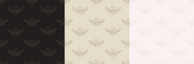 Vector liner gothic seamless pattern gothic objects motl simple line