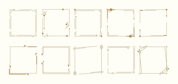 Set di cornici quadrate astratte di linee