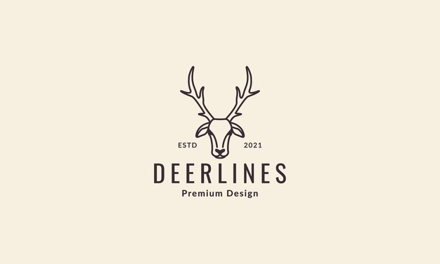 Vector lines animal head deer hipster logo vector symbol icon design graphic illustration