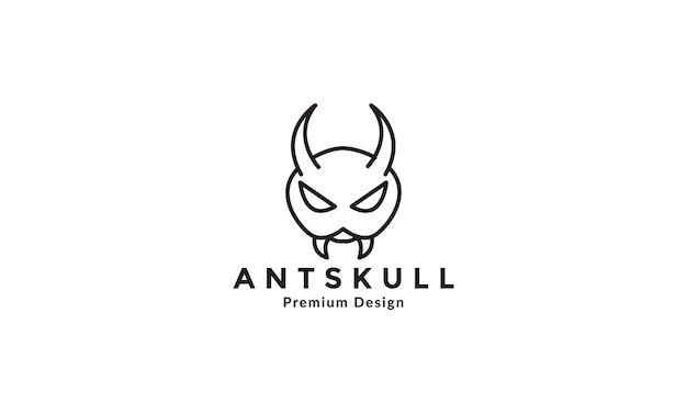 Lines ant skull head logo vector symbol icon design illustration