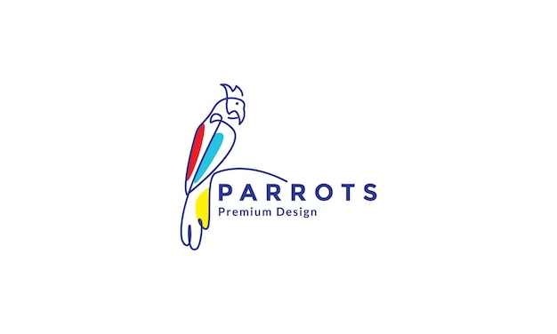 Lines art abstract bird parrots logo design vector icon symbol illustration