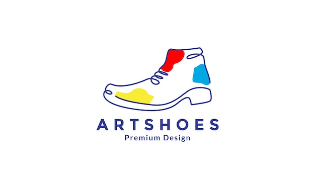 Vector lines art abstract colorful shoes man logo design vector icon symbol illustration
