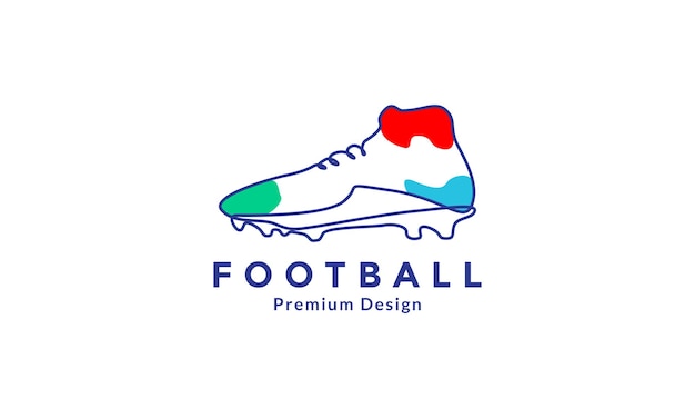 Linee arte astratta scarpe calcio logo design icona vettore simbolo illustrazione