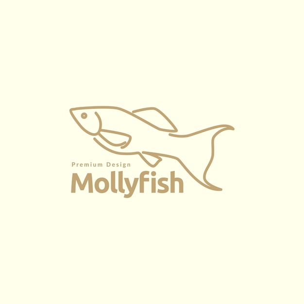 Lines art betta fish logo design