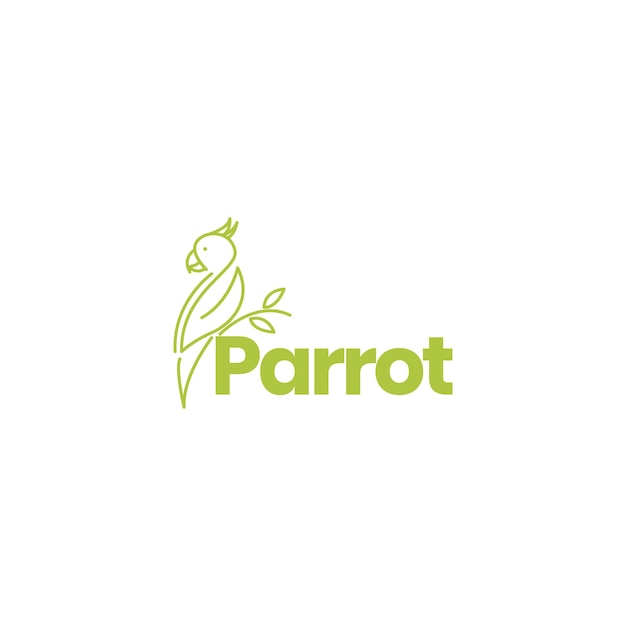 Lines art parrot and branch logo design