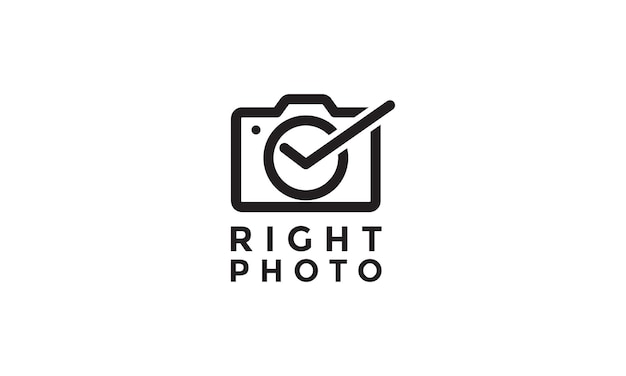 Lines camera with check mark logo vector symbol icon illustration design