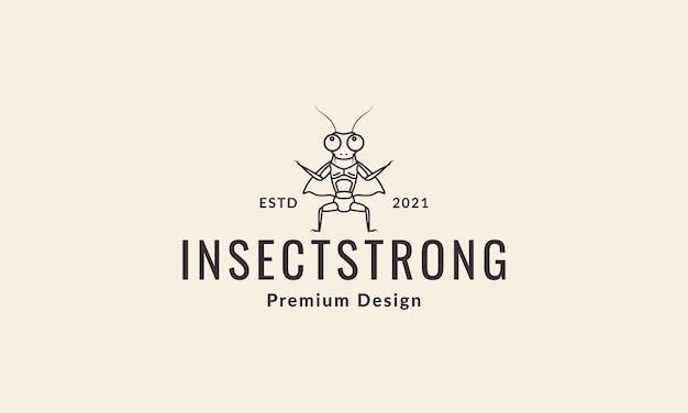 Lines cartoon grasshopper hipster logo vector icon illustration design