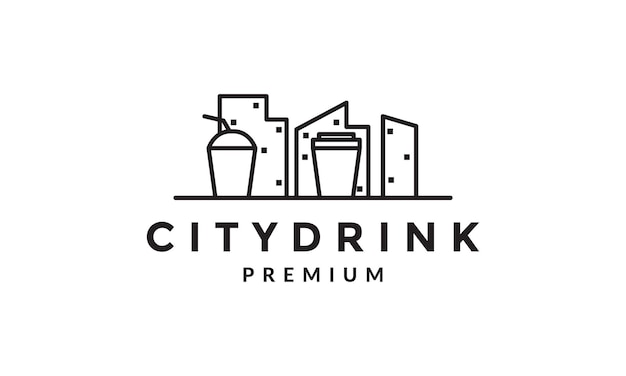 Lines city with drink fresh logo symbol vector icon illustration graphic design