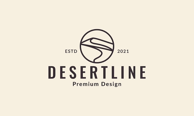 Vector lines desert with circle logo symbol vector icon illustration design