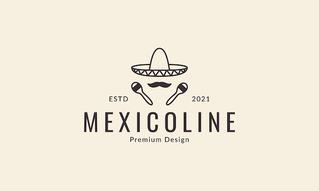 Vector lines hat mexico sumbrero with music logo design vector icon symbol illustration