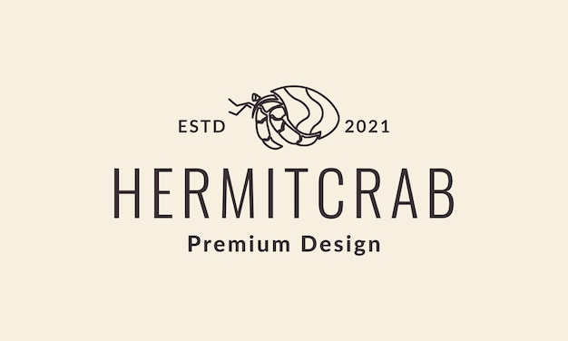 Lines hermit crab vintage logo vector icon illustration design