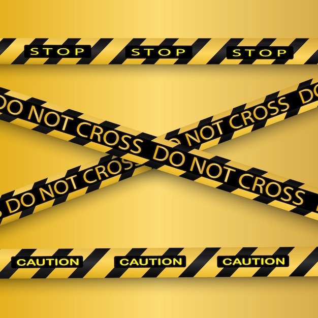 Vector lines isolated. warning tapes. caution. danger signs.   illustration.yellow with black police line and danger tapes.   illustration.