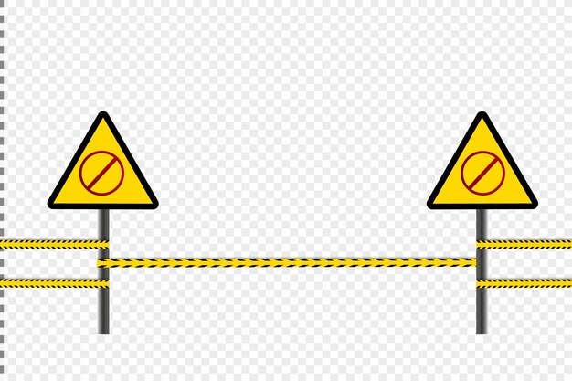 分離された線警告テープ注意危険標識ベクトルイラスト黒の警察と黄色