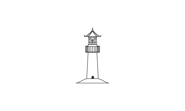 Lines simple lighthouse logo symbol icon vector graphic design illustration